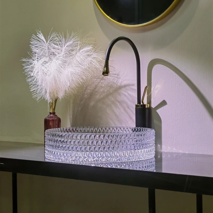REA-U8881 - Aufsatzwaschbecken CRISTAL Ø 39 cm, Klarglas