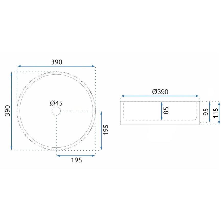 REA-U8881 - Aufsatzwaschbecken CRISTAL Ø 39 cm, Klarglas