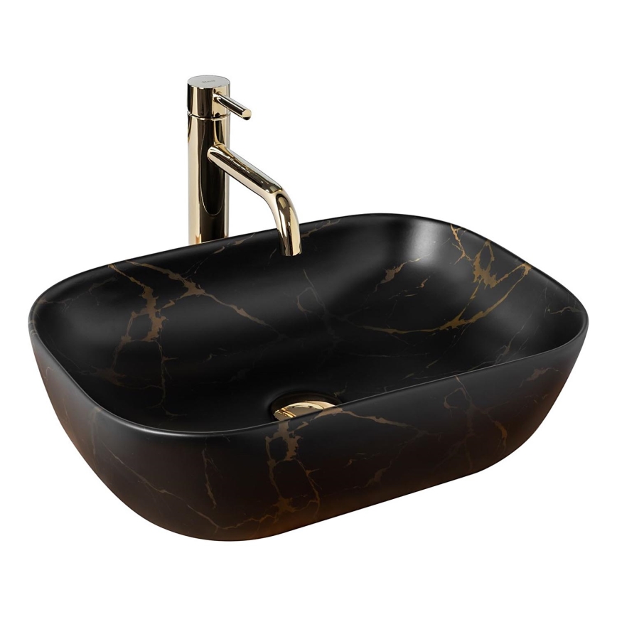 REA-U8908 - Lavabo à poser BELINDA 33,5x46,5 cm céramique/noir/décor marbre