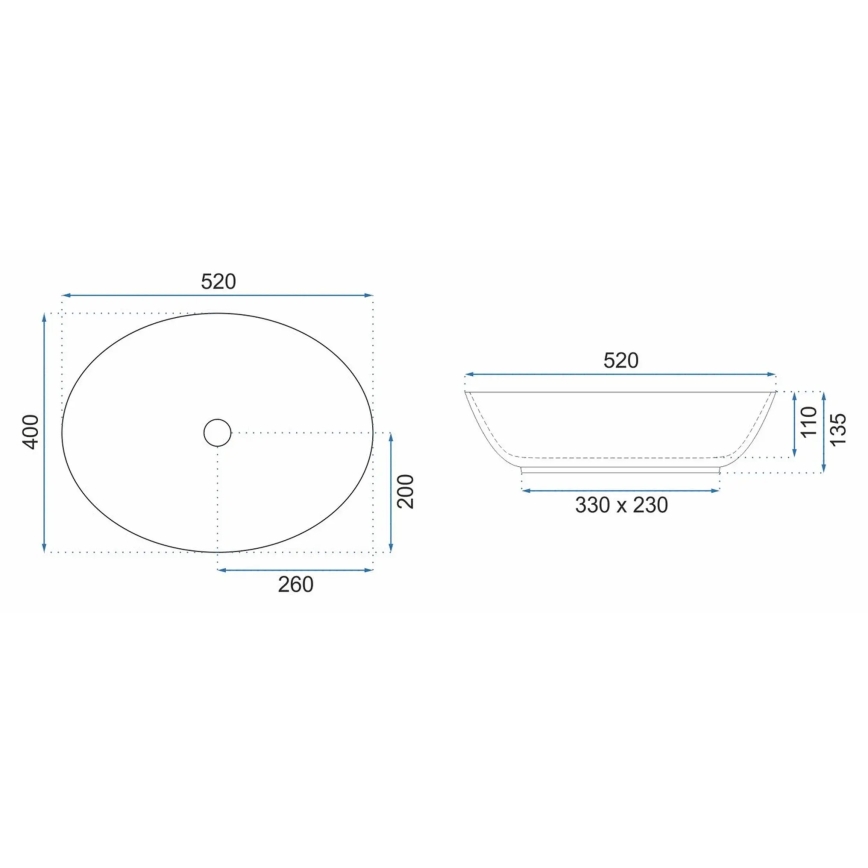 REA-U8978 - Lavabo da appoggio MARGOT 40x52 cm in ceramica, nero/oro