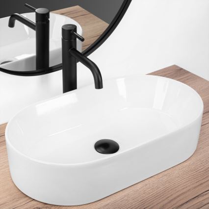 REA-U9108 - Lavabo da appoggio LAYLA 30x53 cm in ceramica/bianco lucido