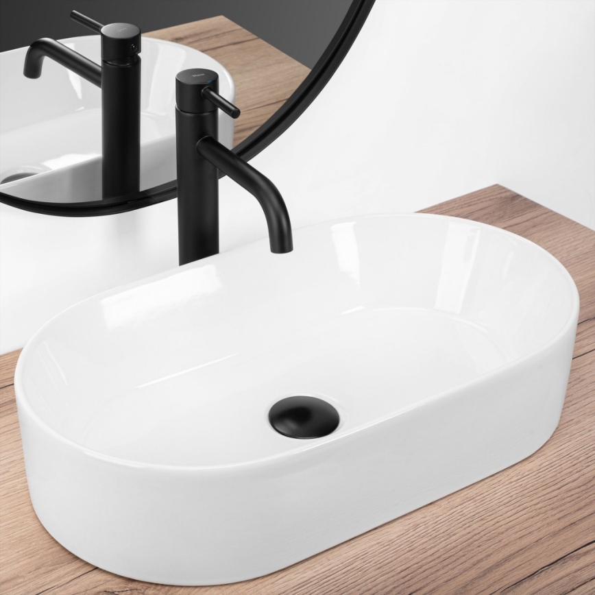 REA-U9108 - Lavabo da appoggio LAYLA 30x53 cm in ceramica/bianco lucido