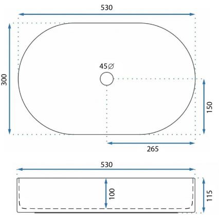 REA-U9108 - Vasque à poser LAYLA 30x53 cm céramique/blanc brillant