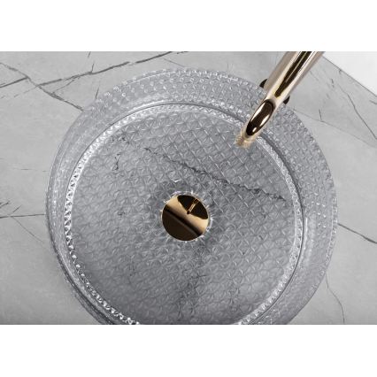 REA-U9615 - Aufsatzwaschbecken CRISTAL, Durchmesser 35,5 cm, Glas/grau