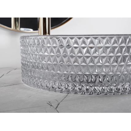 REA-U9615 - Aufsatzwaschbecken CRISTAL, Durchmesser 35,5 cm, Glas/grau