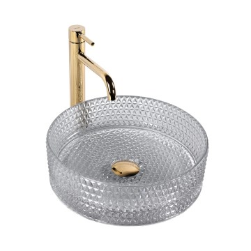 REA-U9615 - Vasque à poser CRISTAL Ø 35,5 cm verre/gris