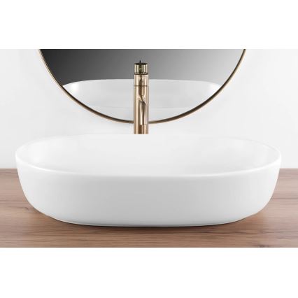 REA-U9653 - Lavabo da appoggio CLEO 41 x 60,5 cm in ceramica, bianco opaco