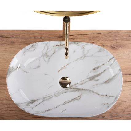 REA-U9656 - Lavabo da appoggio CLEO 41 x 60,5 cm in ceramica/effetto marmo