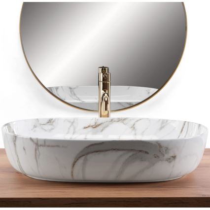 REA-U9656 - Vasque à poser CLEO 41 x 60,5 cm en céramique, décor effet marbre