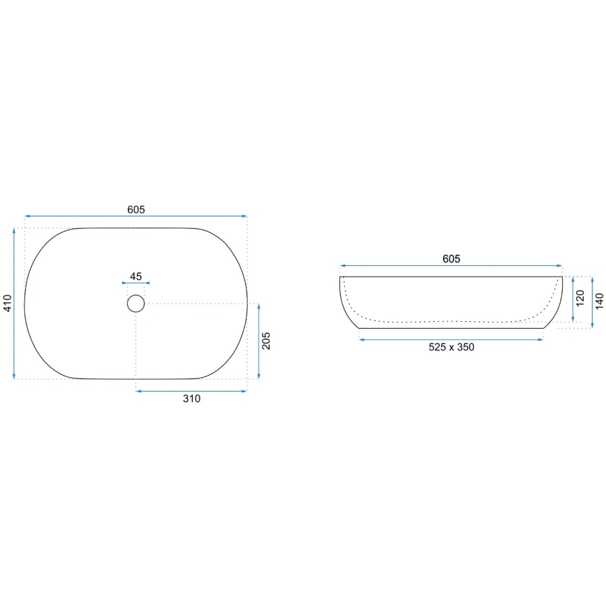 REA-U9656 - Vasque à poser CLEO 41 x 60,5 cm en céramique, décor effet marbre