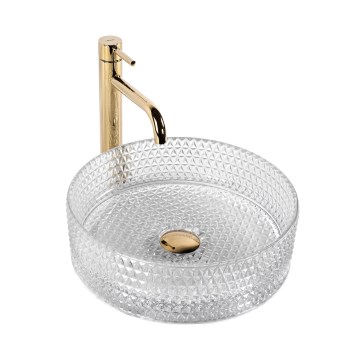 REA-U9670 - Lavabo da appoggio CRISTAL diametro 35,5 cm vetro/trasparente