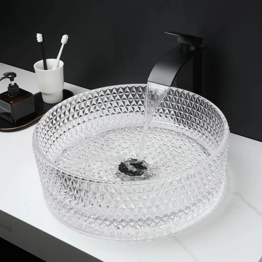 REA-U9670 - Vasque à poser CRISTAL 35,5 cm en verre transparent