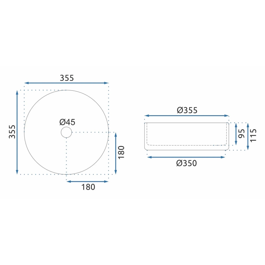 REA-U9670 - Vasque à poser CRISTAL Ø 35,5 cm en verre transparent