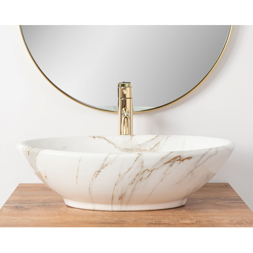 REA-U9685 - Vasque à poser PAMELA 33 x 53 cm, céramique / décor marbre