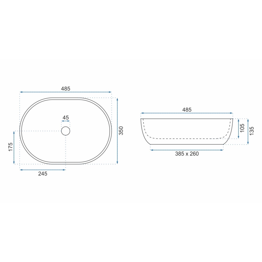 REA-U9888  - Lavabo à poser LARA 35x48,5 cm céramique/aspect pierre