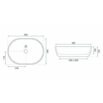 REA-U9888  - Lavabo da appoggio LARA 35x48,5 cm ceramica/effetto pietra