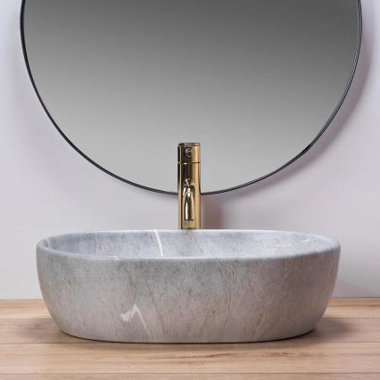 REA-U9889 - Aufsatzwaschbecken LARA 35x48,5 cm Keramik/grau/Steinoptik