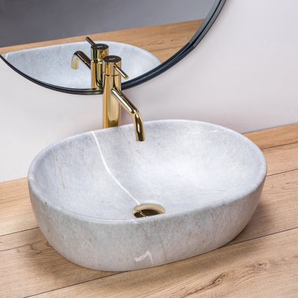 REA-U9889 - Lavabo da appoggio LARA 35x48,5 cm ceramica/grigio/effetto pietra
