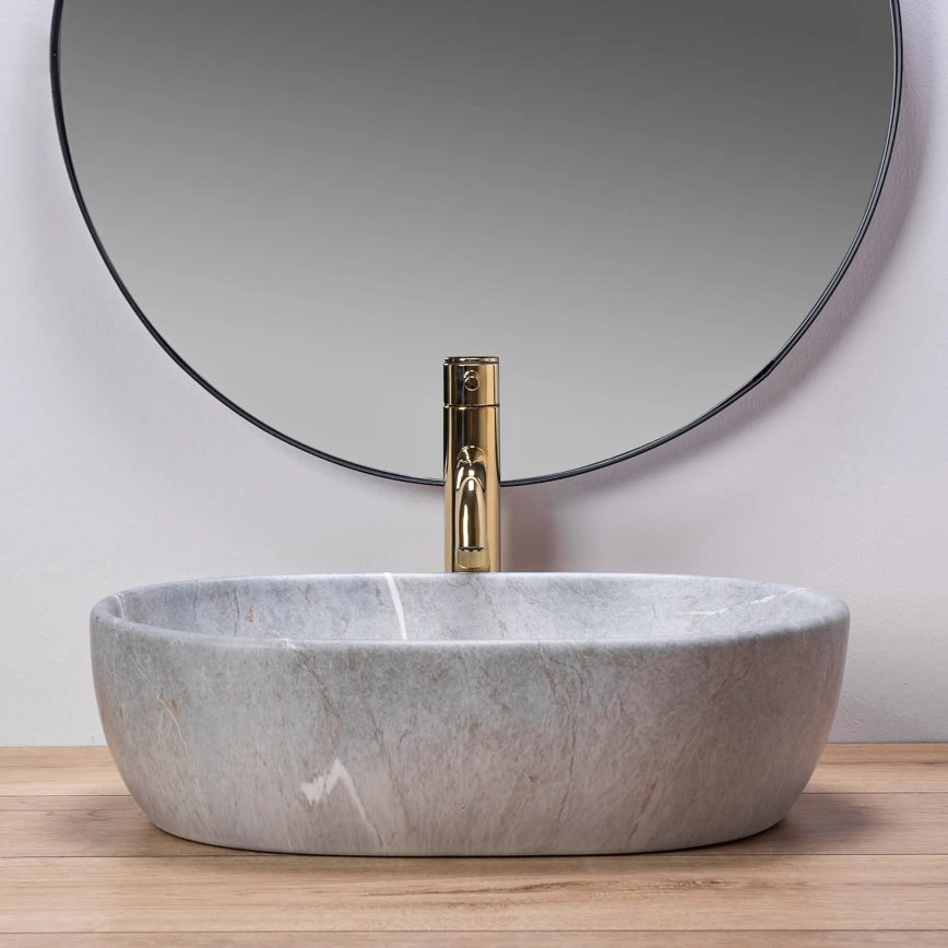 REA-U9889 - Lavabo da appoggio LARA 35x48,5 cm ceramica/grigio/effetto pietra