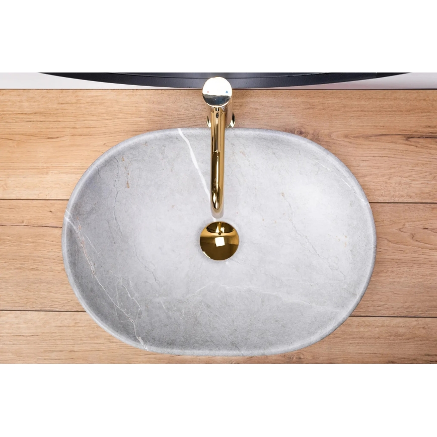 REA-U9889 - Lavabo da appoggio LARA 35x48,5 cm ceramica/grigio/effetto pietra
