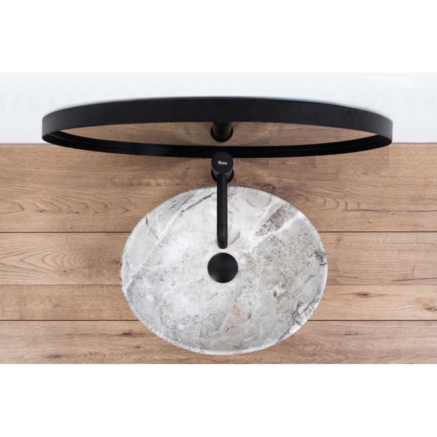 REA-U9908 - Lavabo da appoggio SOFIA 34,5x41 cm ceramica/effetto pietra