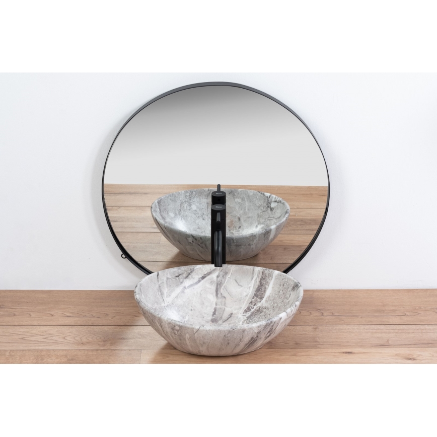 REA-U9908 - Lavabo da appoggio SOFIA 34,5x41 cm ceramica/effetto pietra