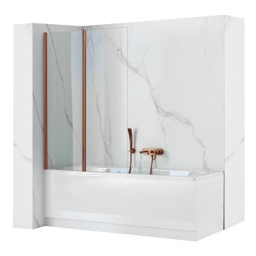 REA-W5696 - Paroi de baignoire pliante AGAT 140 x 80 cm, cadre en cuivre brossé / verre transparent