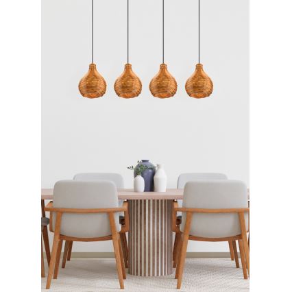 Reality - Lampada a sospensione con cavo SPROUT 3xE14/40W/230V marrone/rattan