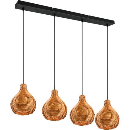Reality - Lampada a sospensione con cavo SPROUT 3xE14/40W/230V marrone/rattan