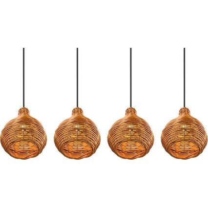 Reality - Lampada a sospensione con cavo SPROUT 3xE14/40W/230V marrone/rattan