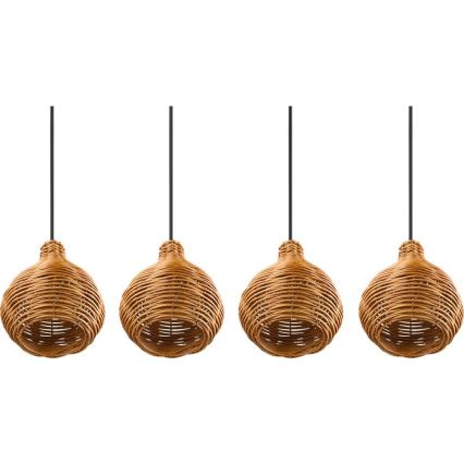 Reality - Lampada a sospensione con cavo SPROUT 3xE14/40W/230V marrone/rattan