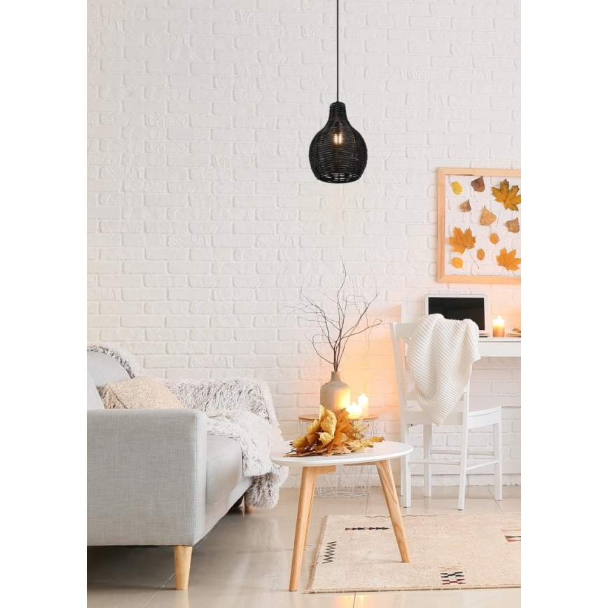 Reality - Lampadario a cavo SPROUT 1xE14/40W/230V nero/rattan