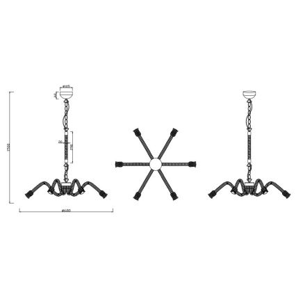Reality - Lampadario a sospensione con catena ALVA 6xE27/10W/230V