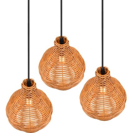 Reality - Lampadario a sospensione SPROUT 3xE14/40W/230V marrone/rattan