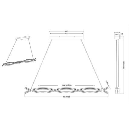 Reality - Lampadario LED a sospensione con filo WAVE LED/16W/230V + LED/9W