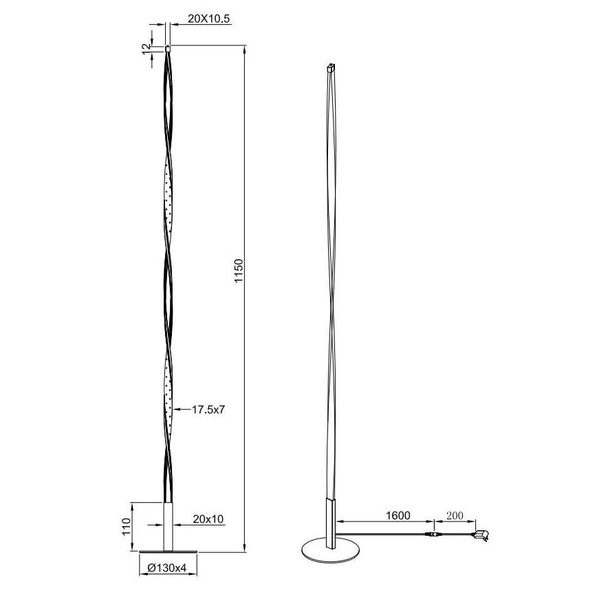 Reality - LED dimmbare Stehlampe SPIN LED/10,5W/230V