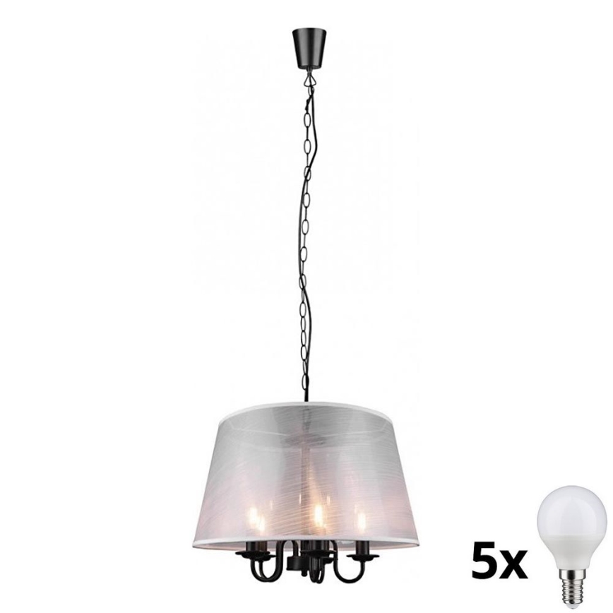 Reality - LED-Kronleuchter an Kette CIMA 5xE14/40W/230V grau