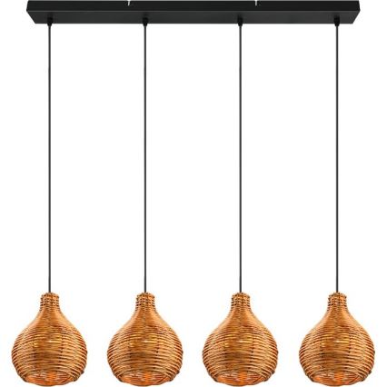 Reality - Lustre sur câble SPROUT 3xE14/40W/230V marron/rotin