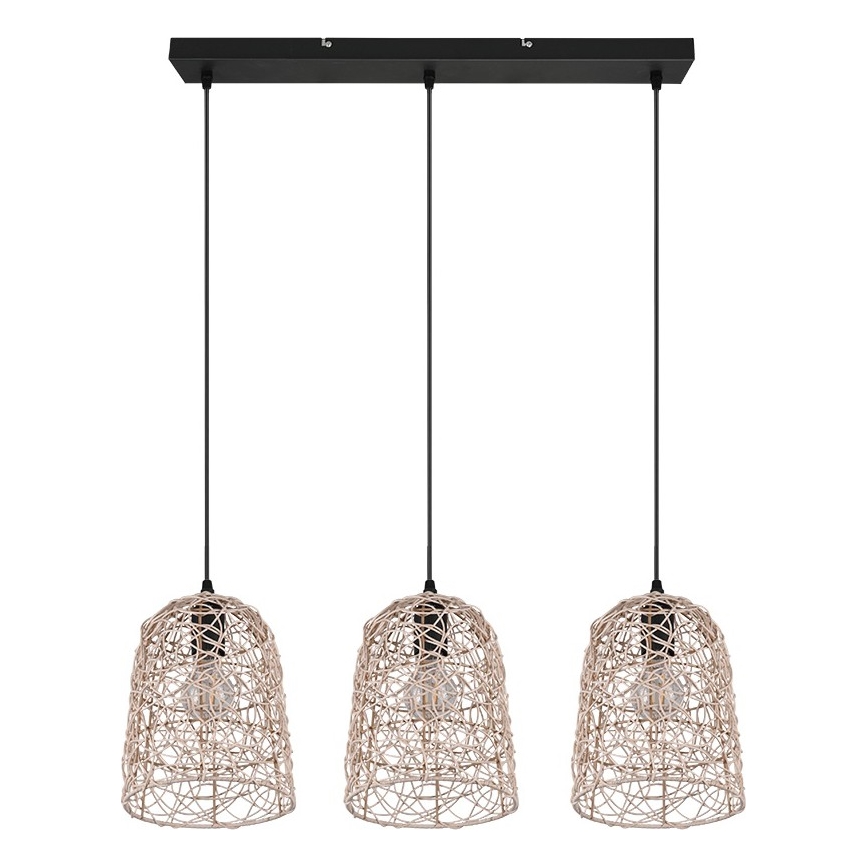 Reality - Lustre suspendu sur câble LOVIS 3xE27/40W/230V noir