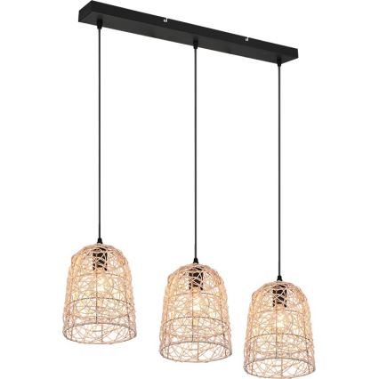 Reality - Pendelleuchte an Kabel LOVIS 3xE27/40W/230V schwarz