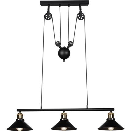 Reality - Pendelleuchte an Kabel POULI 3xE27/40W/230V schwarz
