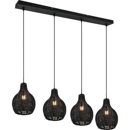 Reality - Pendelleuchte an Kabel SPROUT 4xE14/30W/230V schwarz/Rattan