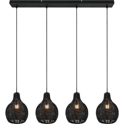 Reality - Pendelleuchte an Kabel SPROUT 4xE14/30W/230V schwarz/Rattan