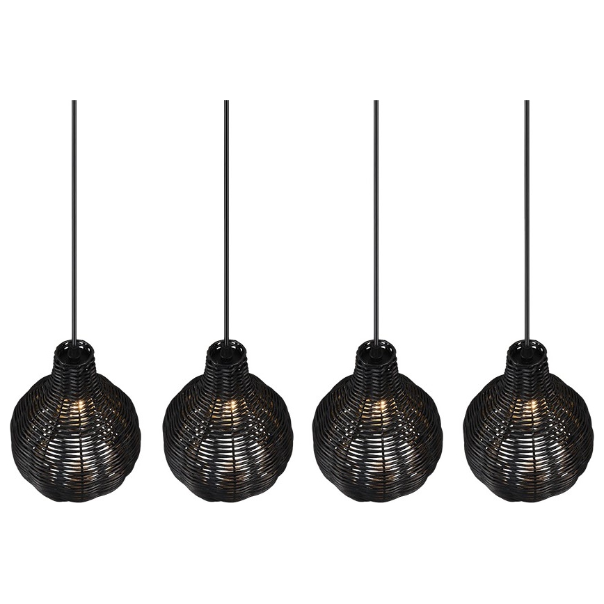 Reality - Pendelleuchte an Kabel SPROUT 4xE14/30W/230V schwarz/Rattan