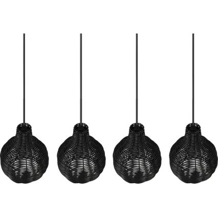 Reality - Pendelleuchte an Kabel SPROUT 4xE14/30W/230V schwarz/Rattan