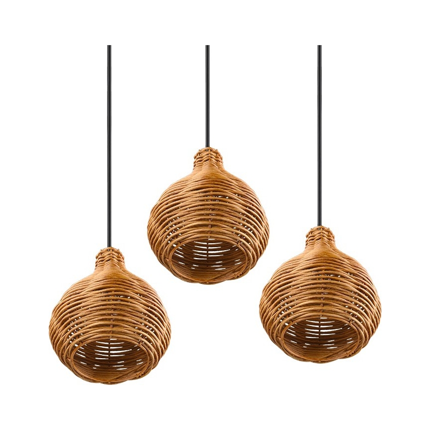 Reality - Suspension sur câble SPROUT 3xE14/40W/230V marron/rotin