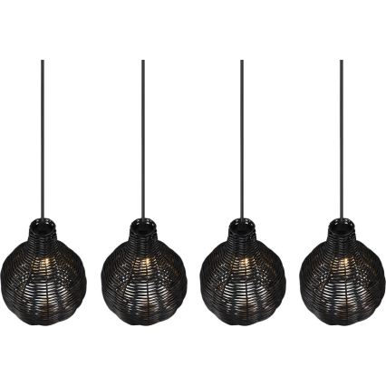Reality - Suspension sur câble SPROUT 4xE14/30W/230V noir/rotin