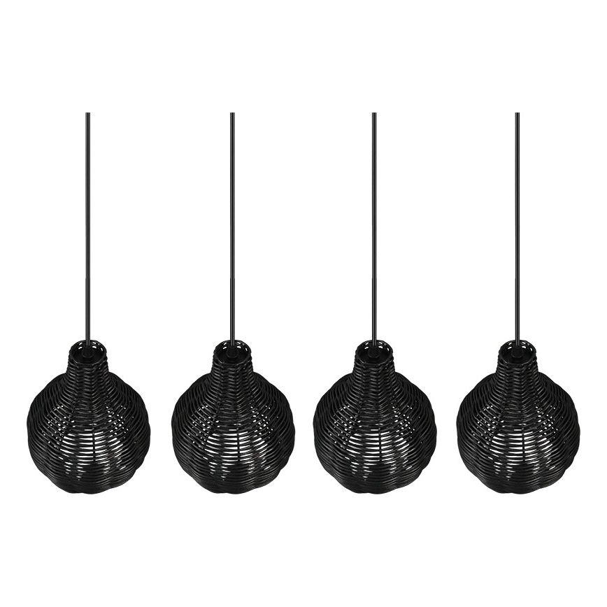 Reality - Suspension sur câble SPROUT 4xE14/30W/230V noir/rotin