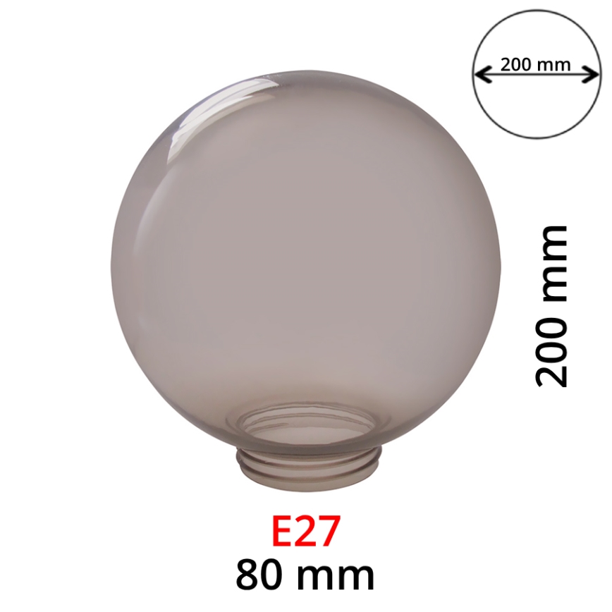 Abat-jour fumé de rechange pour appliques murales E27 d. 20 cm