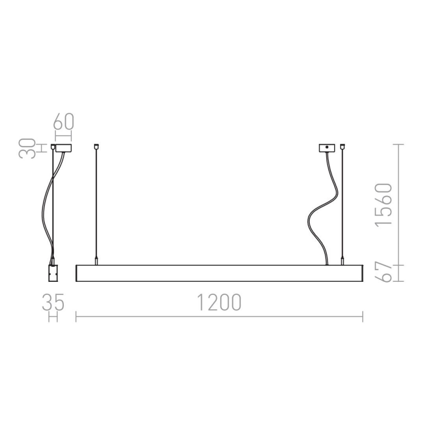 RED - Design Rendl - R12718 - Lampadario LED su corda PESANTE LED/40W/230V
